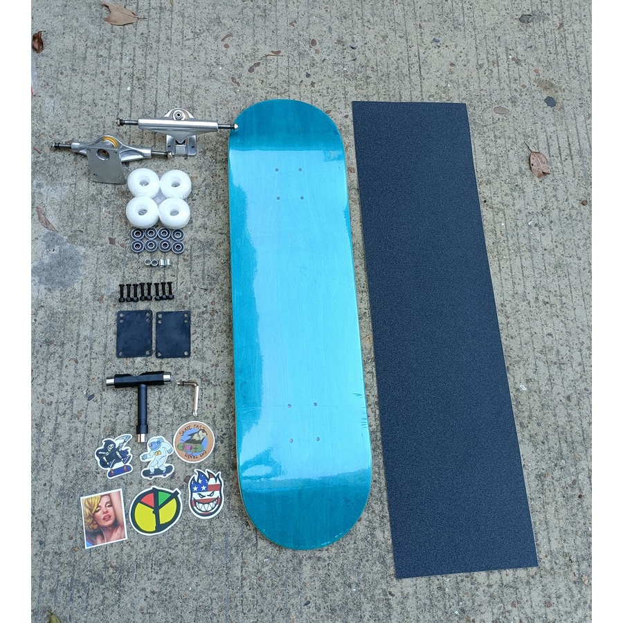 Os780 set Dek skateboard 7 plys 4 Lapis 4 Lapis Warna silver Ukuran 139mm 52mm os780