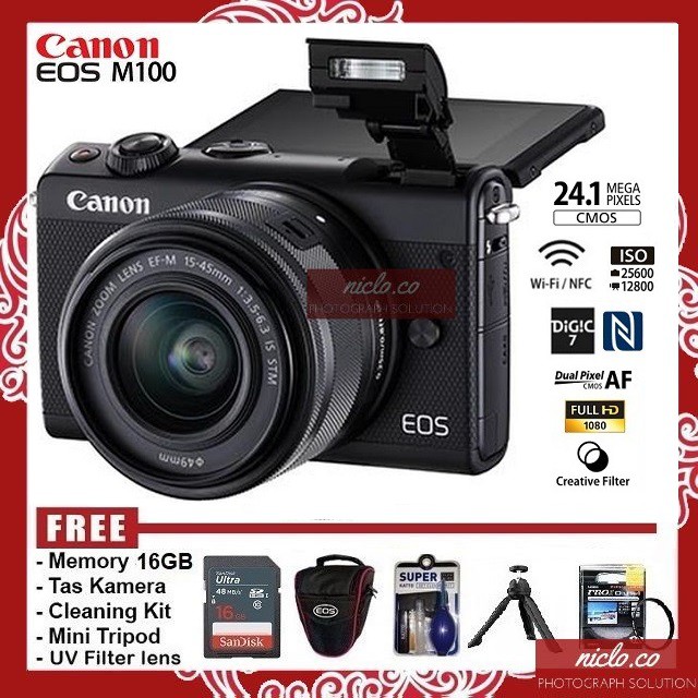 [NEW] KAMERA CANON EOS M100 + LENSA KIT 15-45MM IS STM