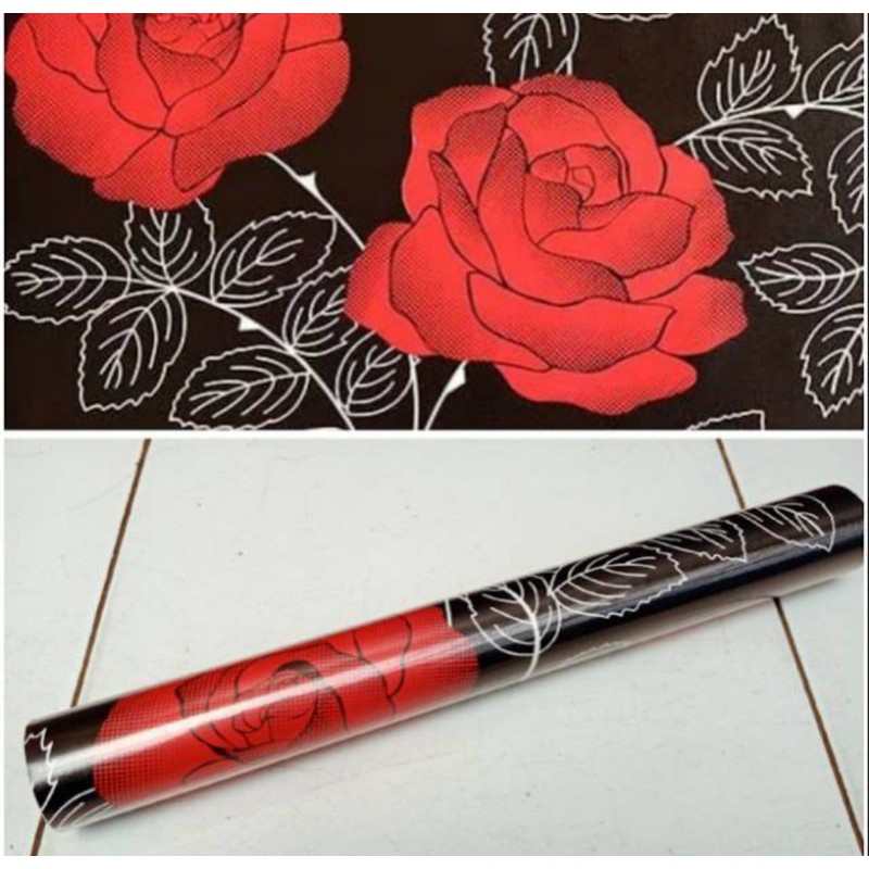 wallpaper stiker dinding motif bunga mawar merah