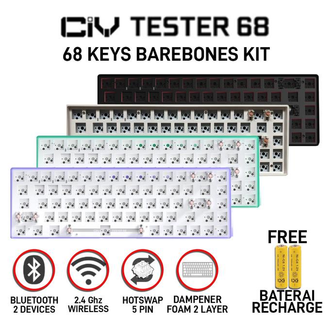 CIY TESTER 68 Wireless Barebones Mechanical Keyboard Kit Hotswap 5 Pin