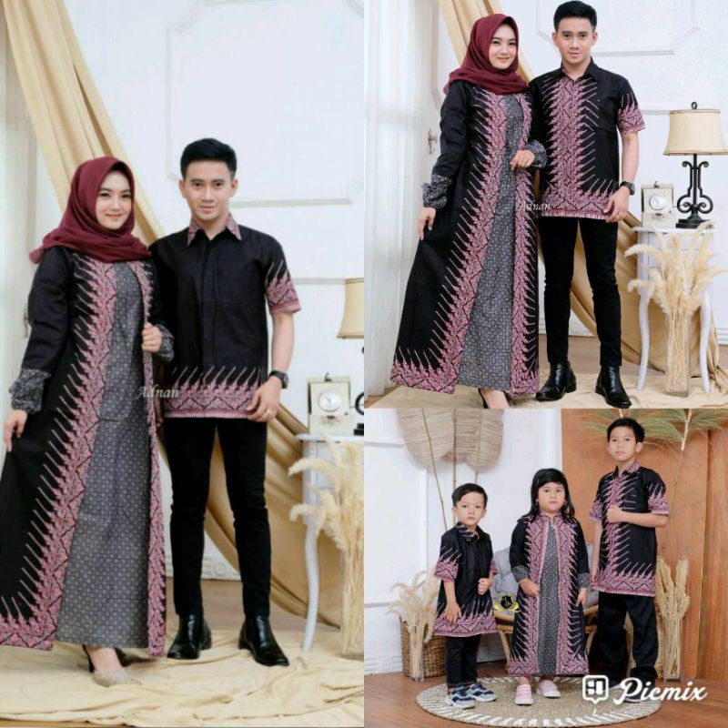 Batik Couple Keluarga Sania Ruffle Ori Ndoro Jowi Dnt Mataram