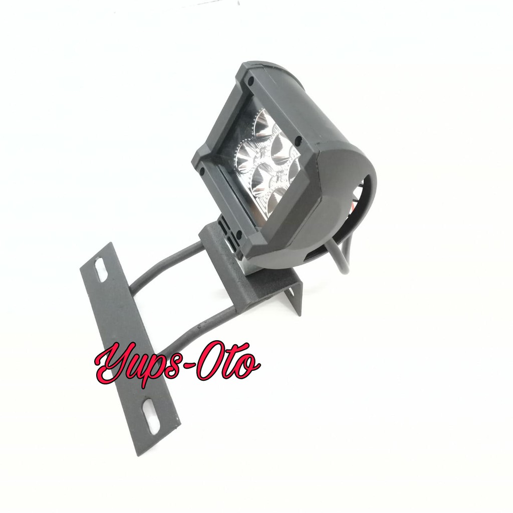 BREKET DUDUKAN PLAT RX KING+LAMPU TEMBAK CWL 6LED UKURAN BESAR WARNA PUTIH 18WATT