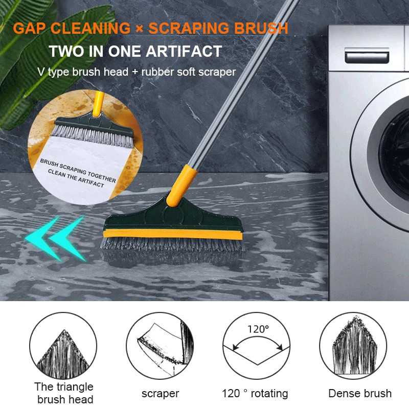 Sikat Dorong Lantai Dengan Wiper D48 Alat Pembersih Lantai Kaca 2IN1 Sikat Toilet