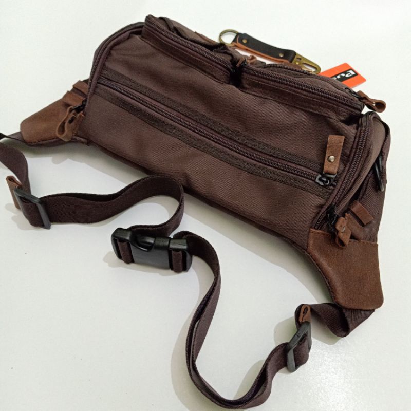 Pusiill 011 original waistbag courdura kombinasi kulit sapi/tas pinggang pusiill original