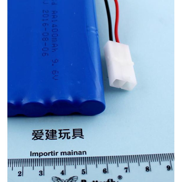 ⅎ batere Nicd 9,6V 1400mAH socket 2 lobang merk HJ/RC drift max electric ➶