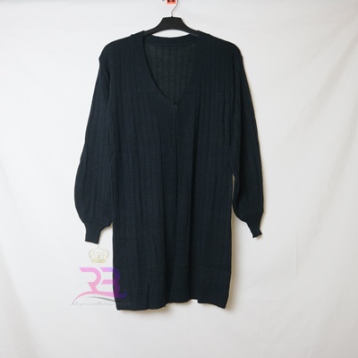 Bubble Long Cardy | Cardigan Rajut Wanita | long outer cardy-HITAM