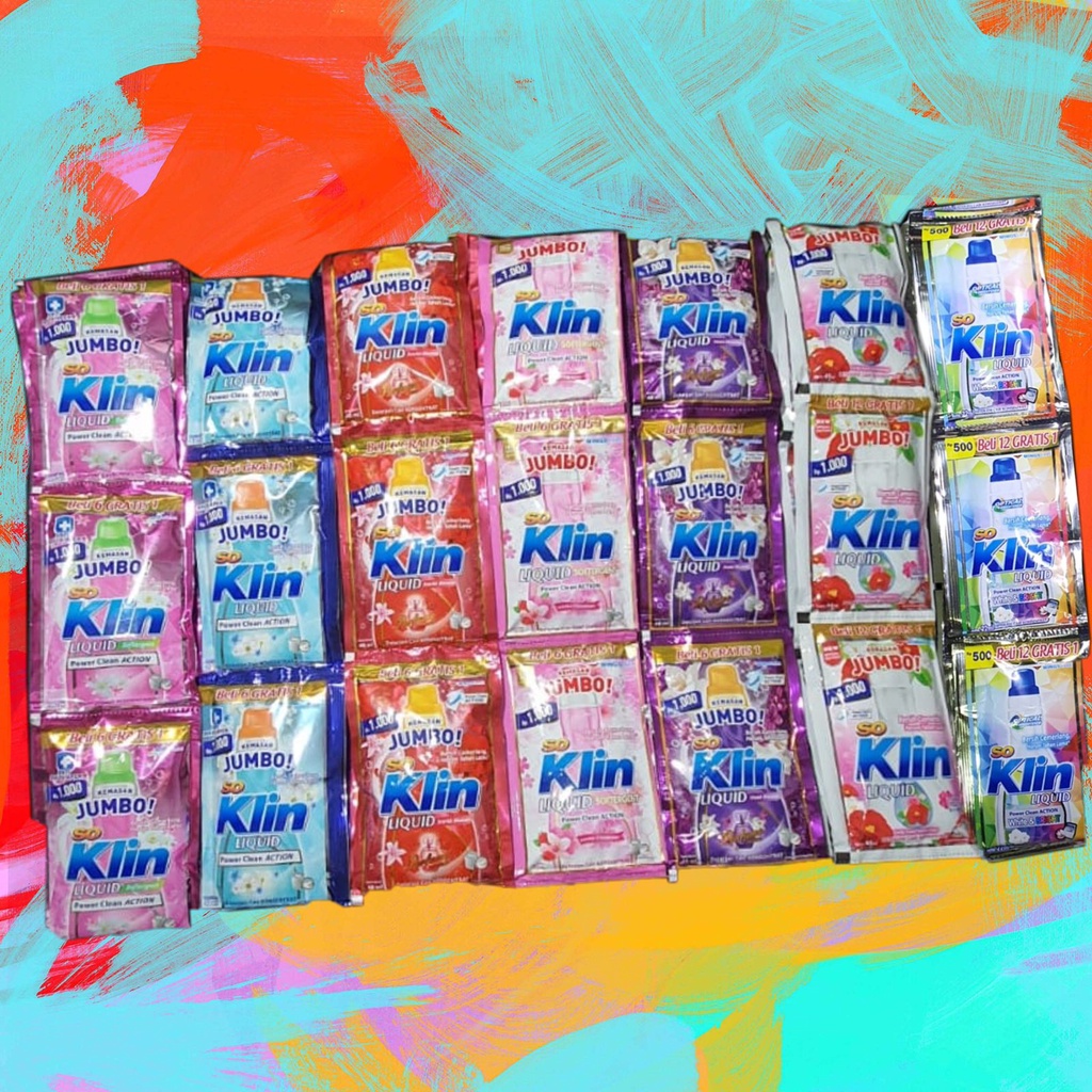 SOKLIN Liquid Detergent JUMBO Sachet Detergent Cair 40 ml 14&amp;16pcs/ Varian Baru Soklin Liquid Pembersih Pakaian 40ml.
