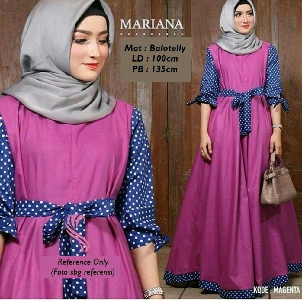 Mariana Dress Syari Magenta   Baju Gamis Muslim   Kebaya Party Wanita Modern   Gamis Syari Terbaru