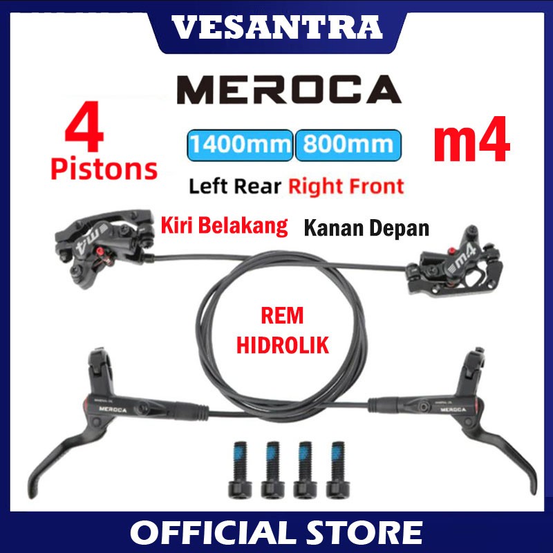 Jual Meroca M4 4 Piston Rem Hidrolik Sepeda Lipat MTB Fullset Brake Set ...