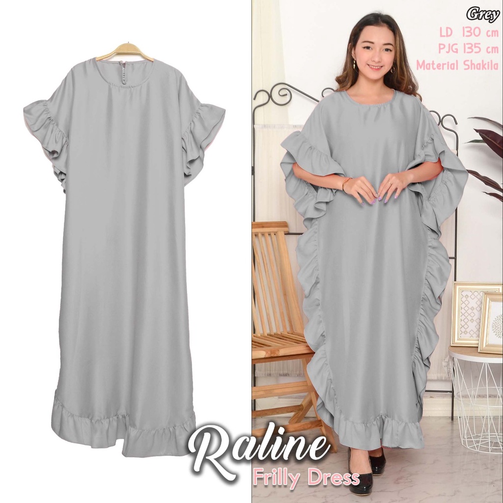 Arnis Raline Frilly Kaftan Ruffle Long Dress Jumbo / COD / Fashion Muslim