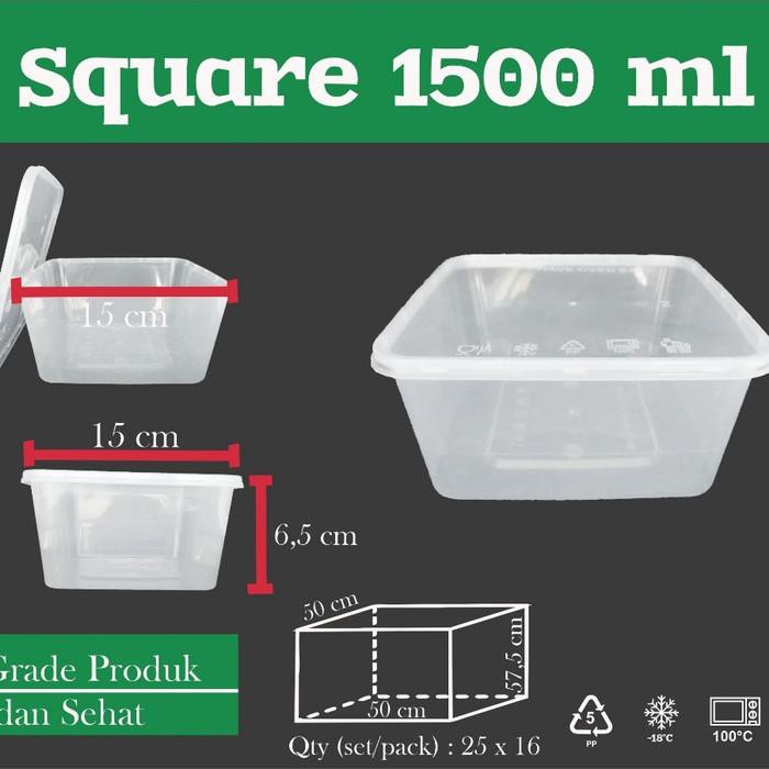 cscenterps095- Tempat makan plastik square - 450pc thinwall DM 1500 ml Murah