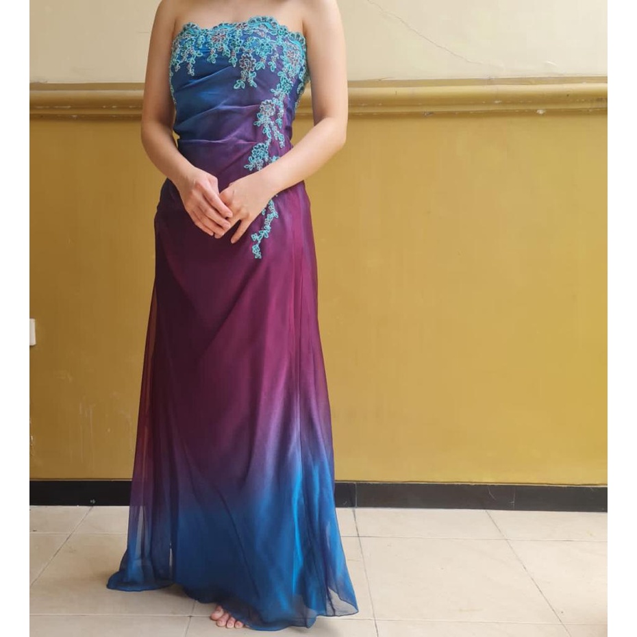 Preloved - gaun ungu biru