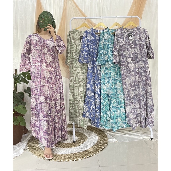 longdress huza, daster batik, daster batik huza