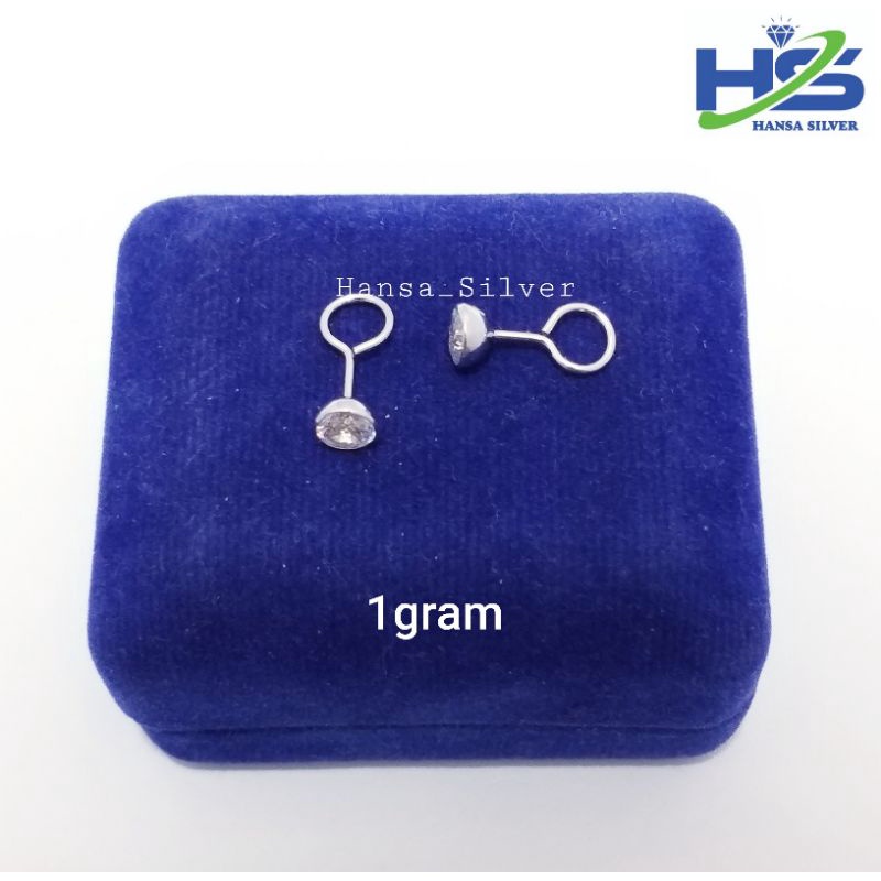 Anting Perak Asli Silver 925 Lapis Emas Putih Model Toge - Anting Perak Wanita Anti Karat