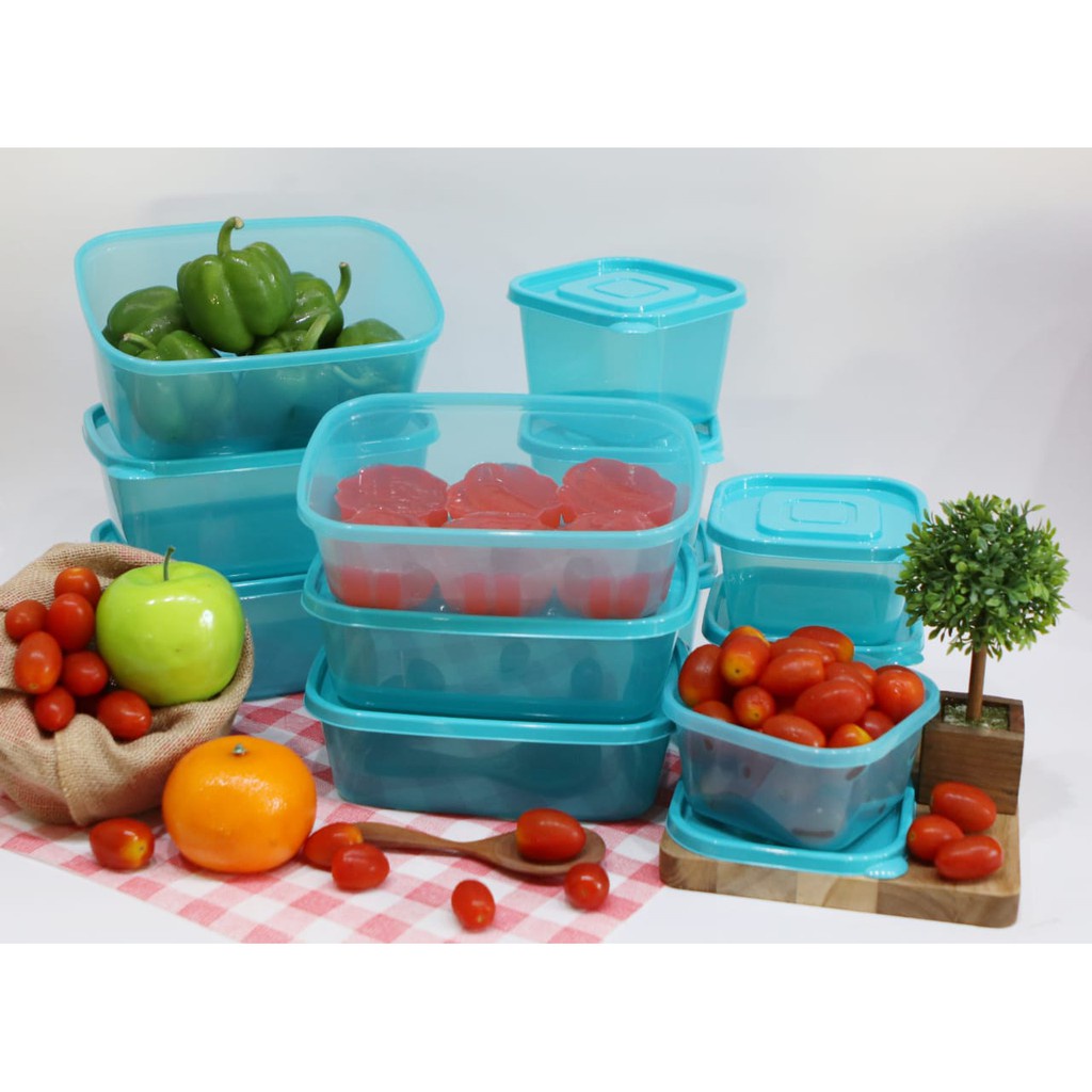 TOPLES KULKAS CALISTA RUMOI PUTIH BENING TRANSPARAN 12 PCS SET FOOD PREPARASI TEMPAT PENYIMPANAN MAKANAN DALAM KULKAS  FOOD CONTAINER SET