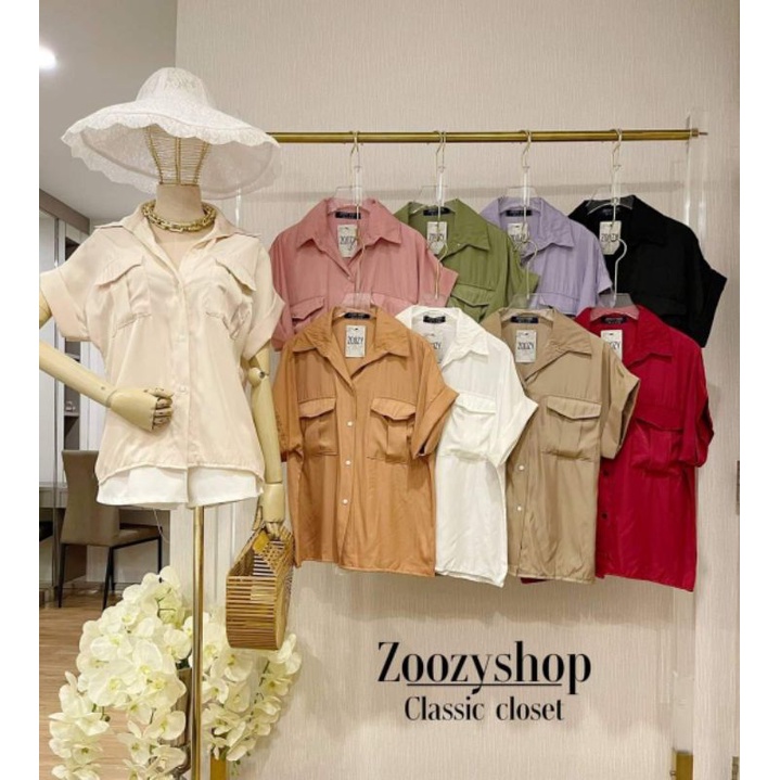 KEMEJA ZOOZY TWO POCKET FASHION WANITA IMPORT BANGKOK CODE 24