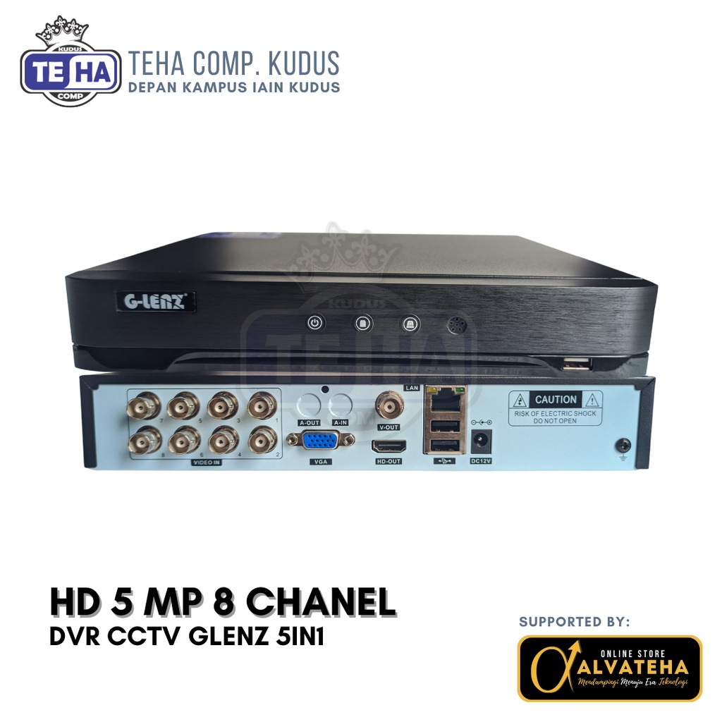DVR CCTV HD 5MP GLENZ 5in1 16 Channel 8 Channel 4 Chanel DVR AHD 5MP - 8 CHANNEL