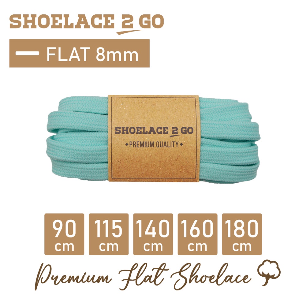 SHOELACE 2 GO PREMIUM TALI SEPATU GEPENG PIPIH FLAT - SF8 - J4 - OCEAN BLUE - 8MM