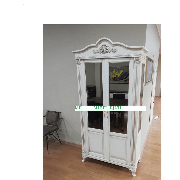 LEMARI UKIR 2 PINTU DAN KACA