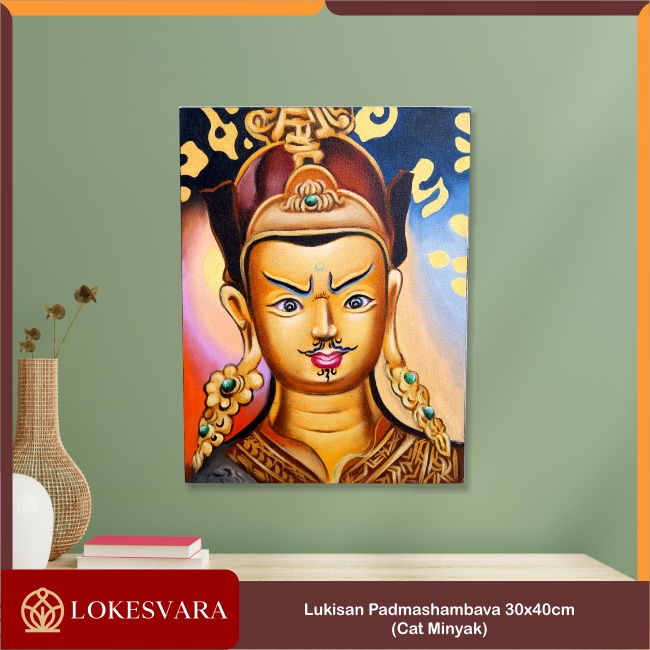 Lukisan Painting Hiasan Dinding Wajah Buddha Sakyamuni Amitabha Guru Padmasambhava 30x40cm