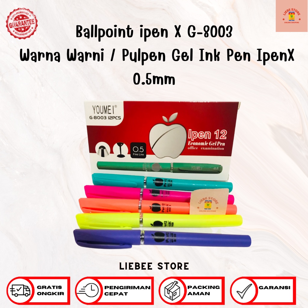 

Ballpoint ipen X G-8003 Warna Warni / Pulpen Gel Ink Pen IpenX 0.5mm
