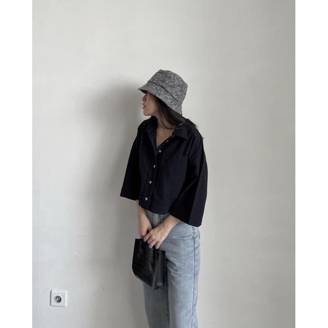 Elfashion • Kemeja Pocket Oversize | Atasan Wanita