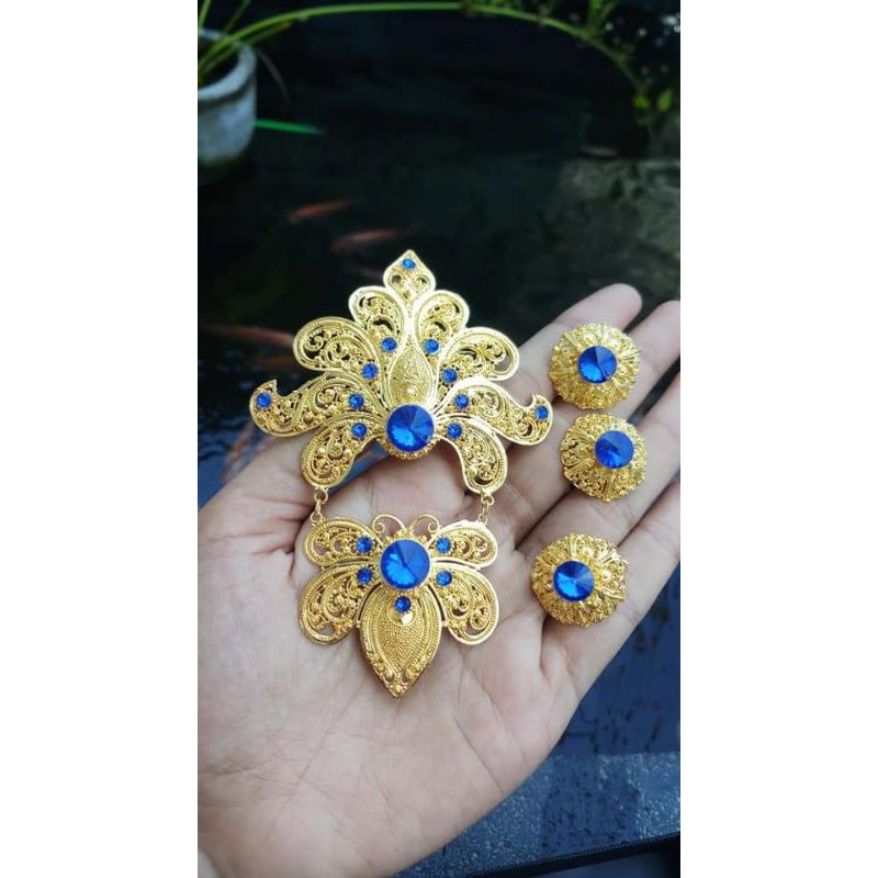 SATU SET BROS ALPAKA BALI LAPIS EMAS PERHIASAN BALI