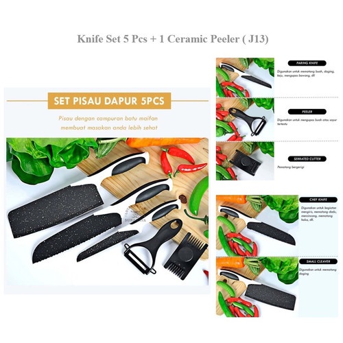 TERMURAH [ BAYAR DI TEMPAT ] Pisau Dapur Set isi 6pcs 1138-Kitchen Knife Set Multicolor Pisau Sultan Super Tajam