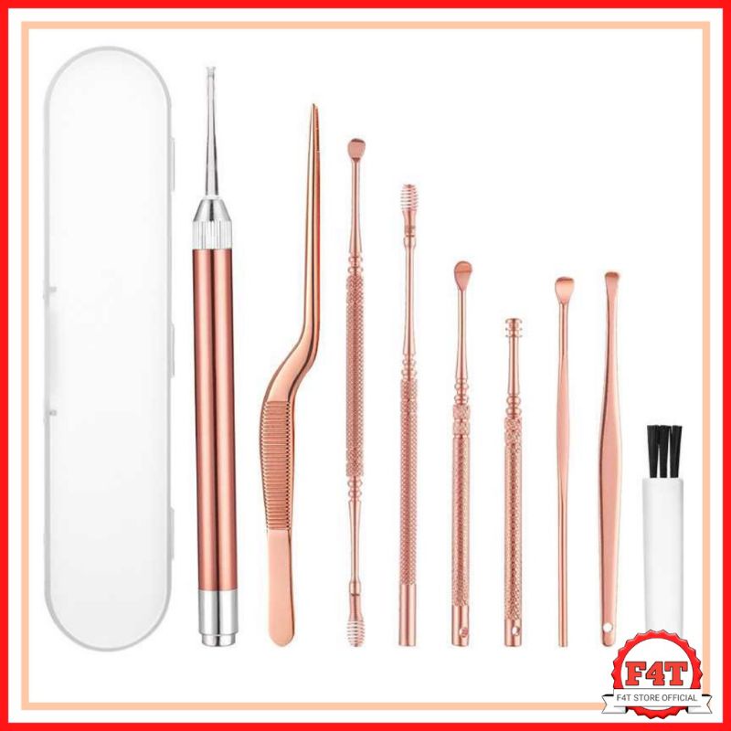 Alat Pembersih Telinga Korek Kuping Satu Set Ear Spoon Tool Cotton Bud Stainless Steel Paket PCS BA3