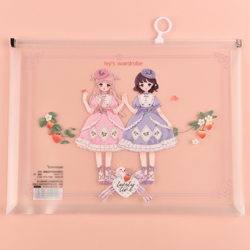 Map Plastik Import Zipper Lock Expanding File / Folder File Anime Princess