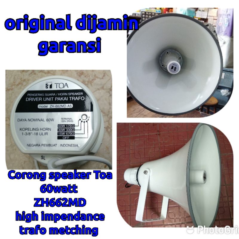 corong speaker merek Toa 60watt type ZH662MD pake metching impendance orinal garansi