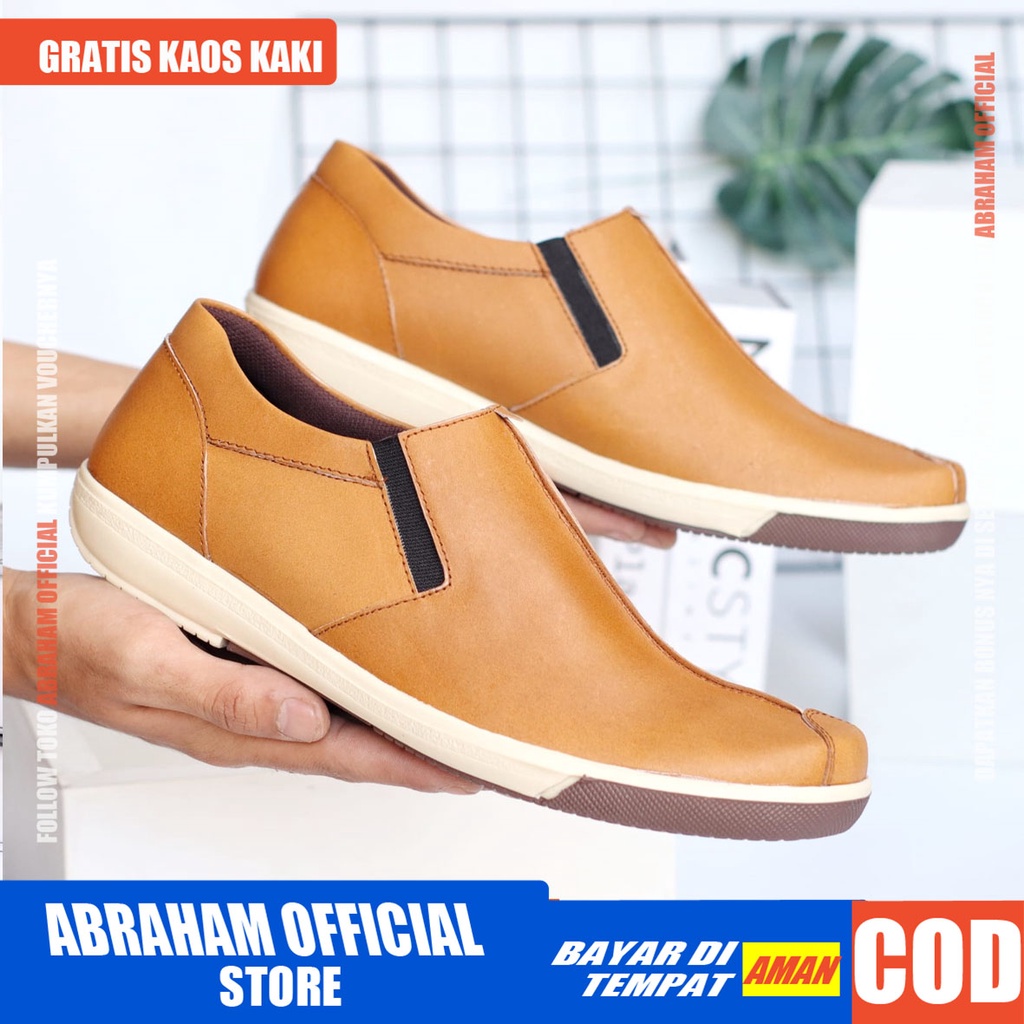 ABRHM x SANPLAT Sepatu Pria Casual Formal Kulit Asli Sepatu Kerja Pantofel Kondangan Cowok / Cowo Anti Slip