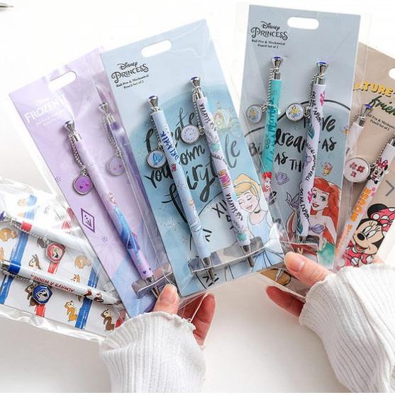 

*Hot* ORIGINAL Disney Stationary Cartoon Mickey Minnie Diamond Pen +mechanical pencil 92C12 Dijamin