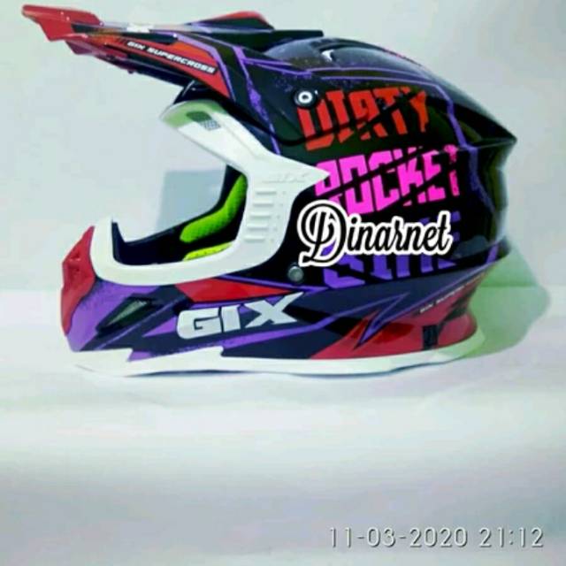 Jual Helm Cross Gix Trail Trabas Supermoto Klx SR18 DIRTY ROCKET red Special terlaris