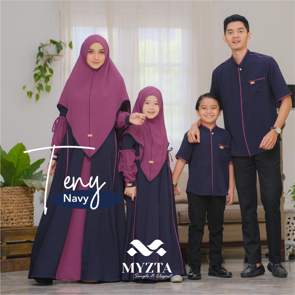 TENY FAMILY SET NAVY MYZTA ORIGINAL KOKO DEWASA TENY DAD NAVY GAMIS DEWASA TENY MOM NAVY KOKO ANAK T