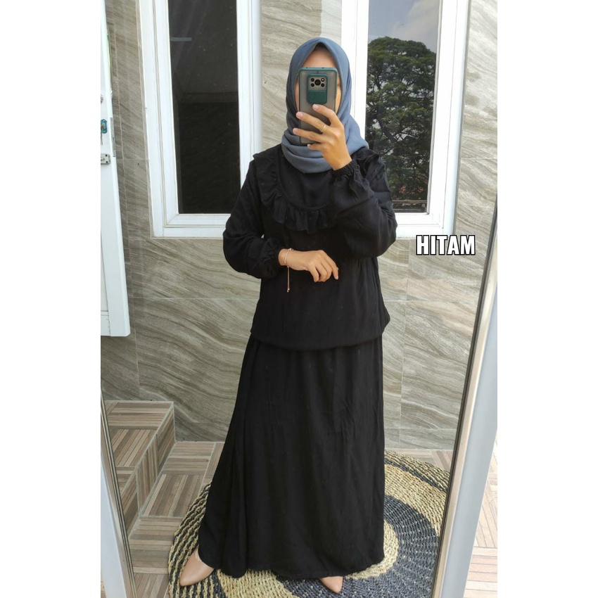 SETELAN ROK RAYON POLOS / SETELAN ROK POLOS RUFFLE / SETELAN ROK WANITA / SETELAN ROK MUSLIM