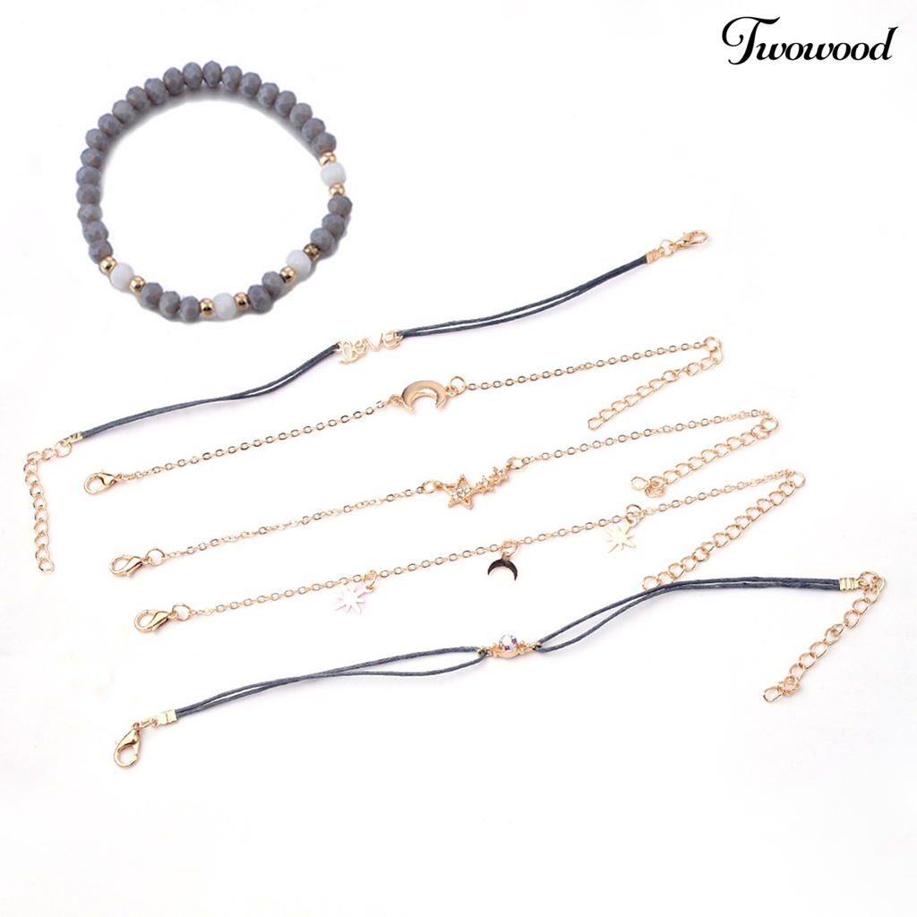 1 Set Gelang Bahan Alloy Tahan Korosi Untuk Wanita