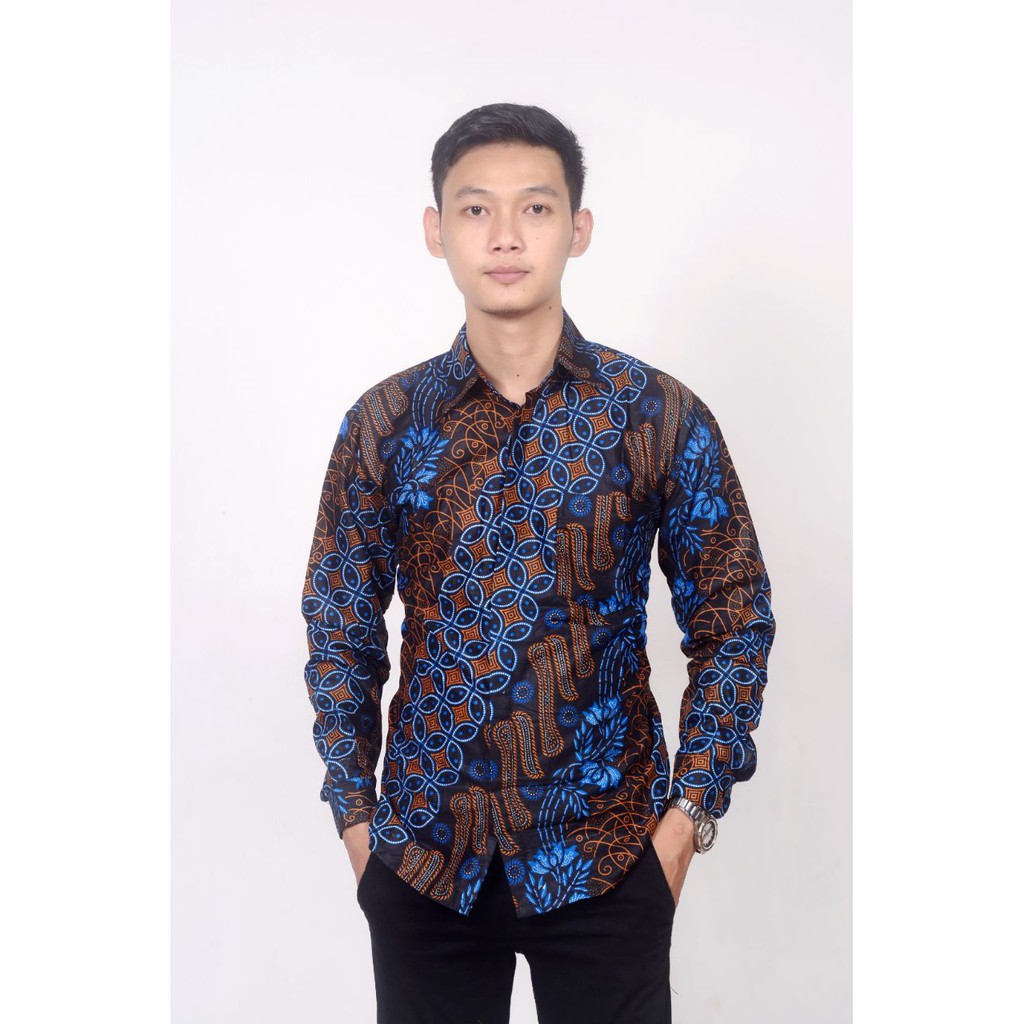 BSWART BATIK HRB026 Kenongo Hem Pendek Padi Pekalongan M L XL Batik Pria MURAH