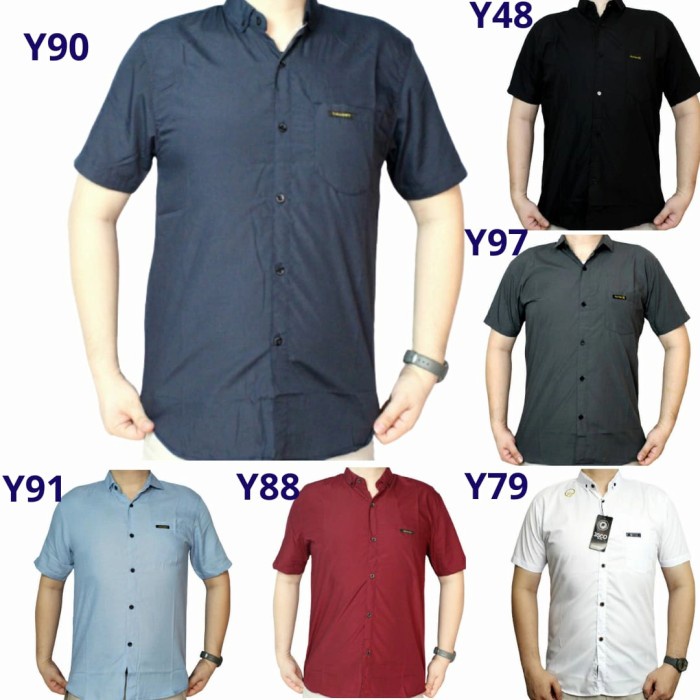 Kemeja pria Grosir Kemeja Polos Oxspot Pendek Pria - Motif, M kemeja pria polos terbaru terlaris len