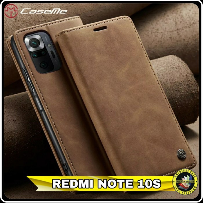 Casing Xiaomi Redmi Note 10S Flip Case Dompet kulit Premium Cover