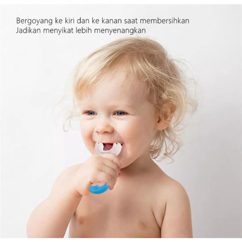 Sikat gigi anak bentuk U bahan silicon umur 2-6 tahun