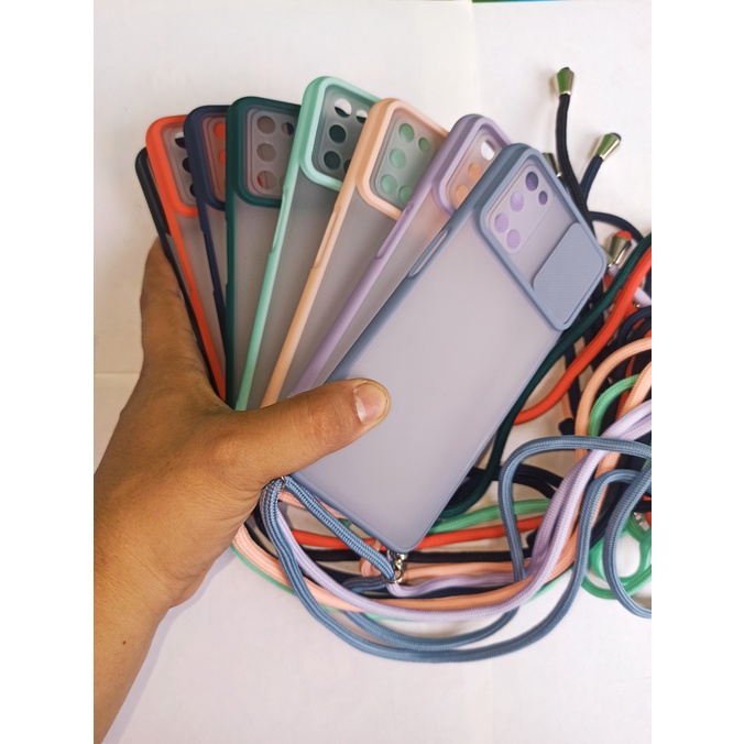 (PAKET) OPPO A52/A72/A92 Case Dove Candy Tutup Lensa Kamera Dengan Tali Panjang + Temperred Glass Nero