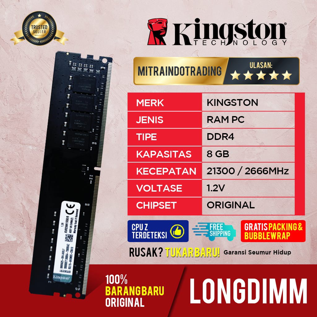 KINGSTON LONGDIMM DDR4 8GB PC 21300/2666 BERGARANSI