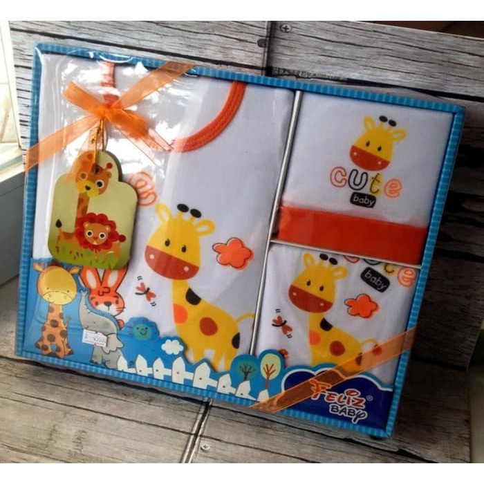 PROMO 7.7 SALE !! (GIFT SET) FELIZ Baju Bayi Gift Set Feliz Baby B1iru - Baju Set Bayi Newborn/kado bayi