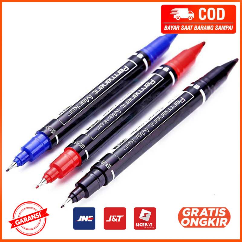 Pena Permanen Dual Head Tip Marker Pens Waterproof 6824