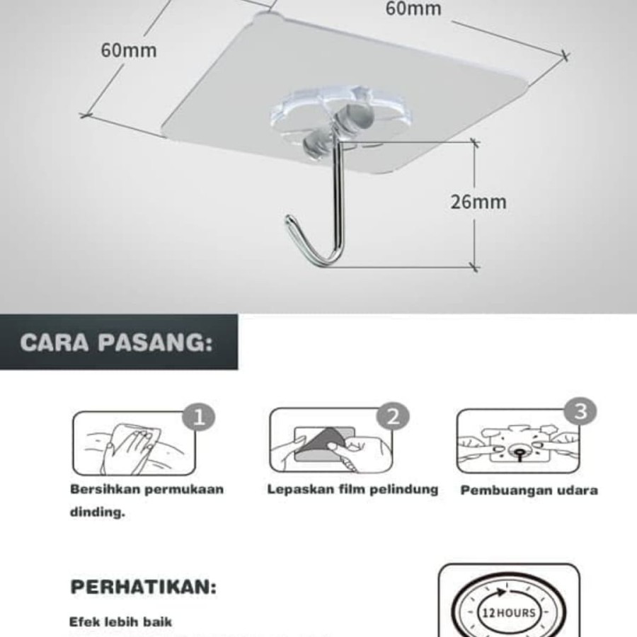 Adhesive Hook Wall Perekat Dinding Gantungan Barang Hooks Kait Tempel Keramik Tembok