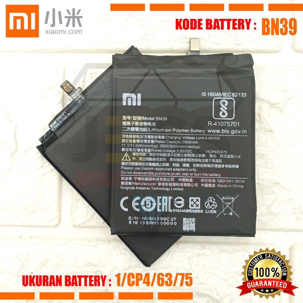 Baterai Battery Original Xiaomi BN39 &amp; BN-39 For type HP MI PLAY - M1901F9E - M1901F9T