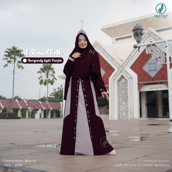 Al Raudhah Gamis By Alwa Hijab Terbaru | Set Gamis Khimar  Jumbo| COD | AdzkiaHome