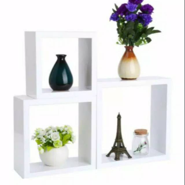 Rak dinding kotak 3 pcs murah Rak dinding minimalis murah