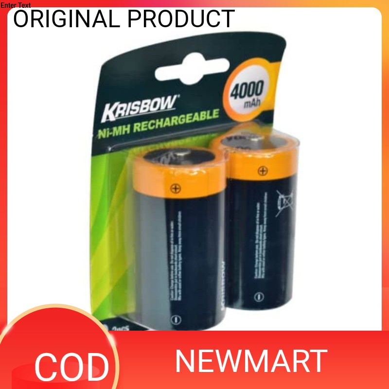 krisbow baterai isi ulang rechargeable tipe D 4000 mAh ORIGINAL